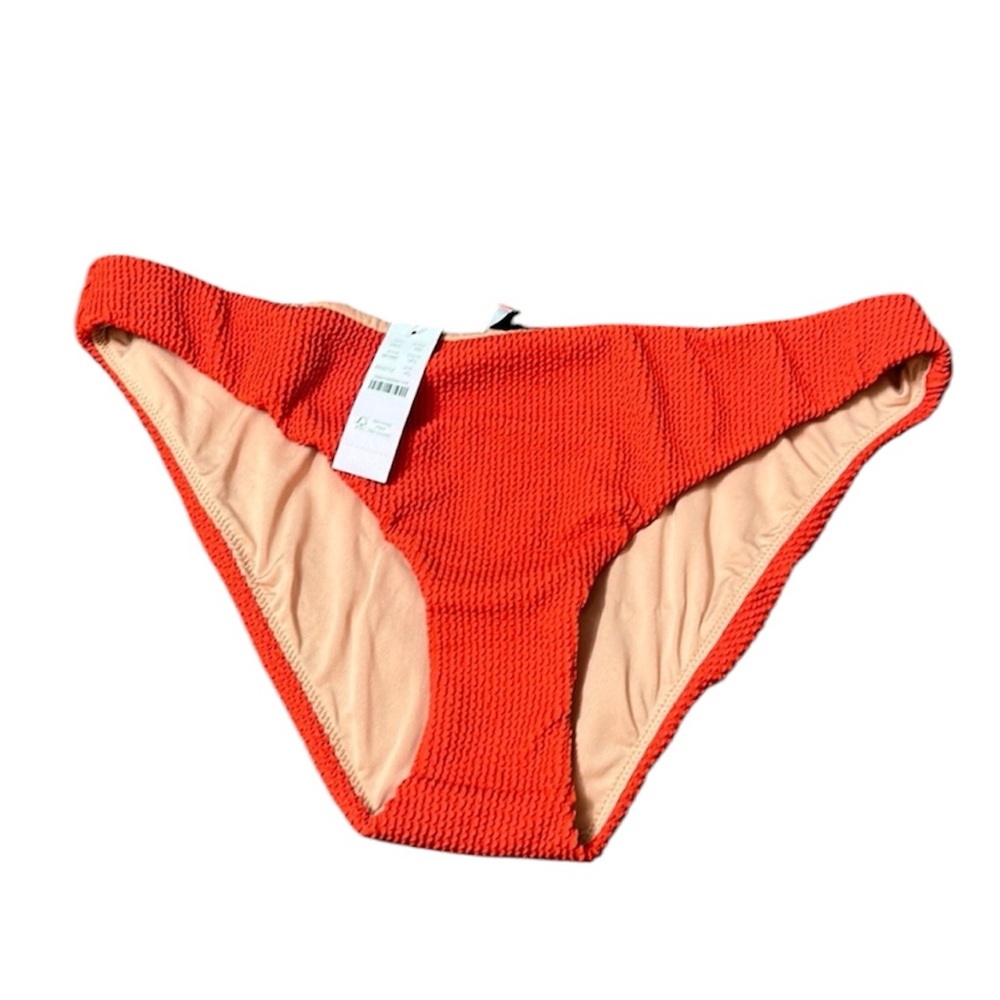 NWT J. Crew Red Orange Textured Swim Bottoms Only XL